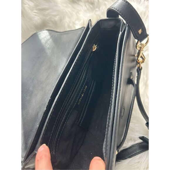 Michael Kors Cary Leather Saddle Crossbody bag Magnetic flap closure bag black h - Picture 4 of 11